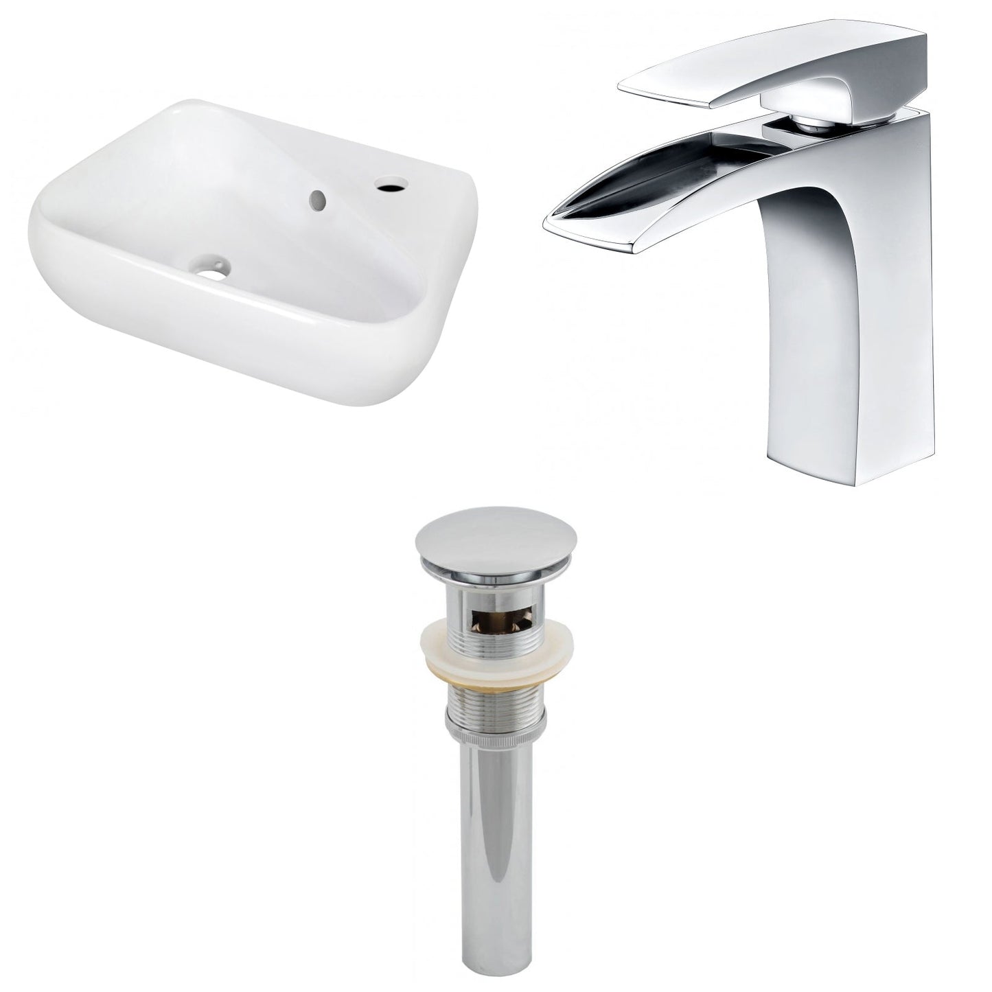 American Imaginations AI-26293 18" White Unique Above Counter Transitional Bathroom Vessel Sink Set