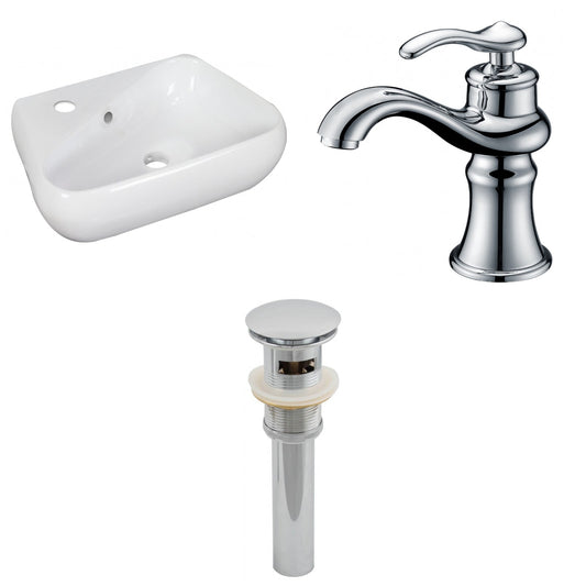American Imaginations AI-26296 18" White Unique Wall Mount Transitional Bathroom Vessel Sink Set