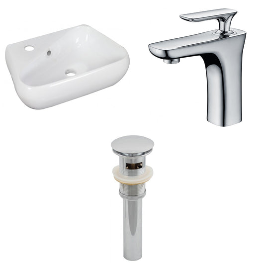 American Imaginations AI-26298 18" White Unique Wall Mount Transitional Bathroom Vessel Sink Set