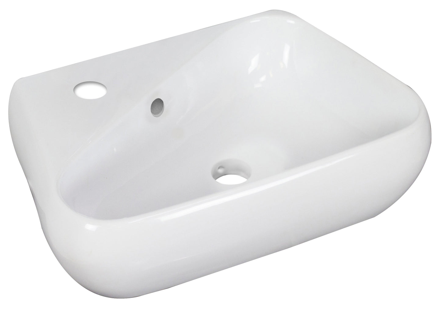American Imaginations AI-26299 18" White Unique Wall Mount Transitional Bathroom Vessel Sink Set
