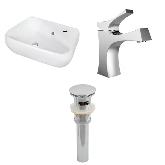 American Imaginations AI-26301 18" White Unique Wall Mount Transitional Bathroom Vessel Sink Set