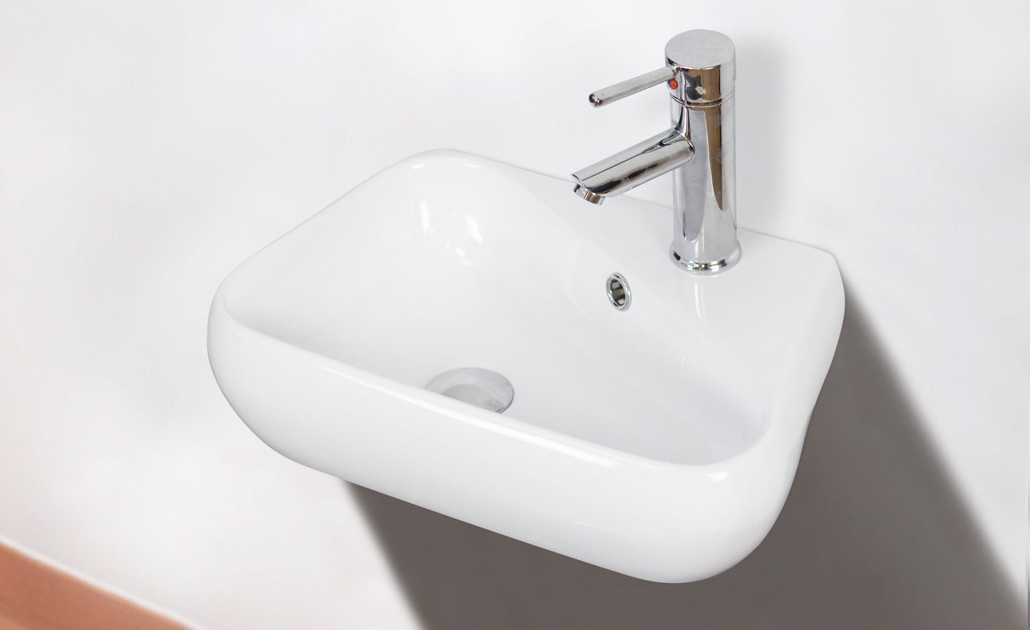 American Imaginations AI-26303 18" White Unique Wall Mount Transitional Bathroom Vessel Sink Set