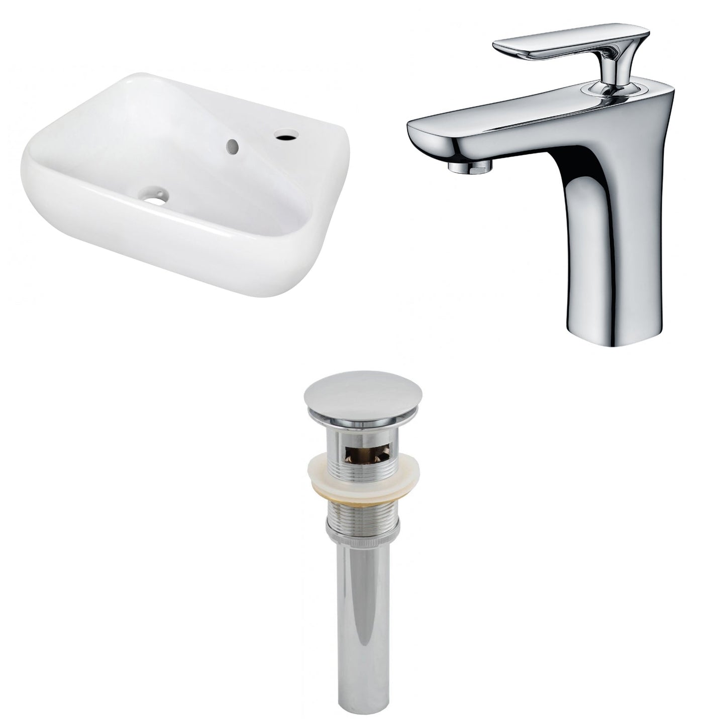 American Imaginations AI-26304 18" White Unique Wall Mount Transitional Bathroom Vessel Sink Set