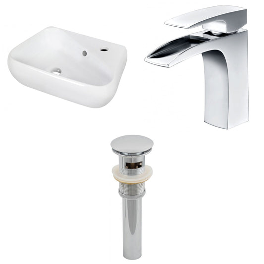American Imaginations AI-26305 18" White Unique Wall Mount Transitional Bathroom Vessel Sink Set