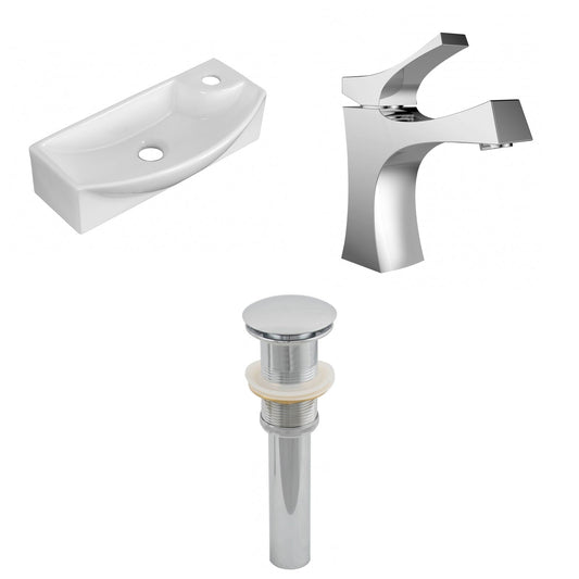 American Imaginations AI-26307 18" White Rectangular Above Counter Transitional Bathroom Vessel Sink Set