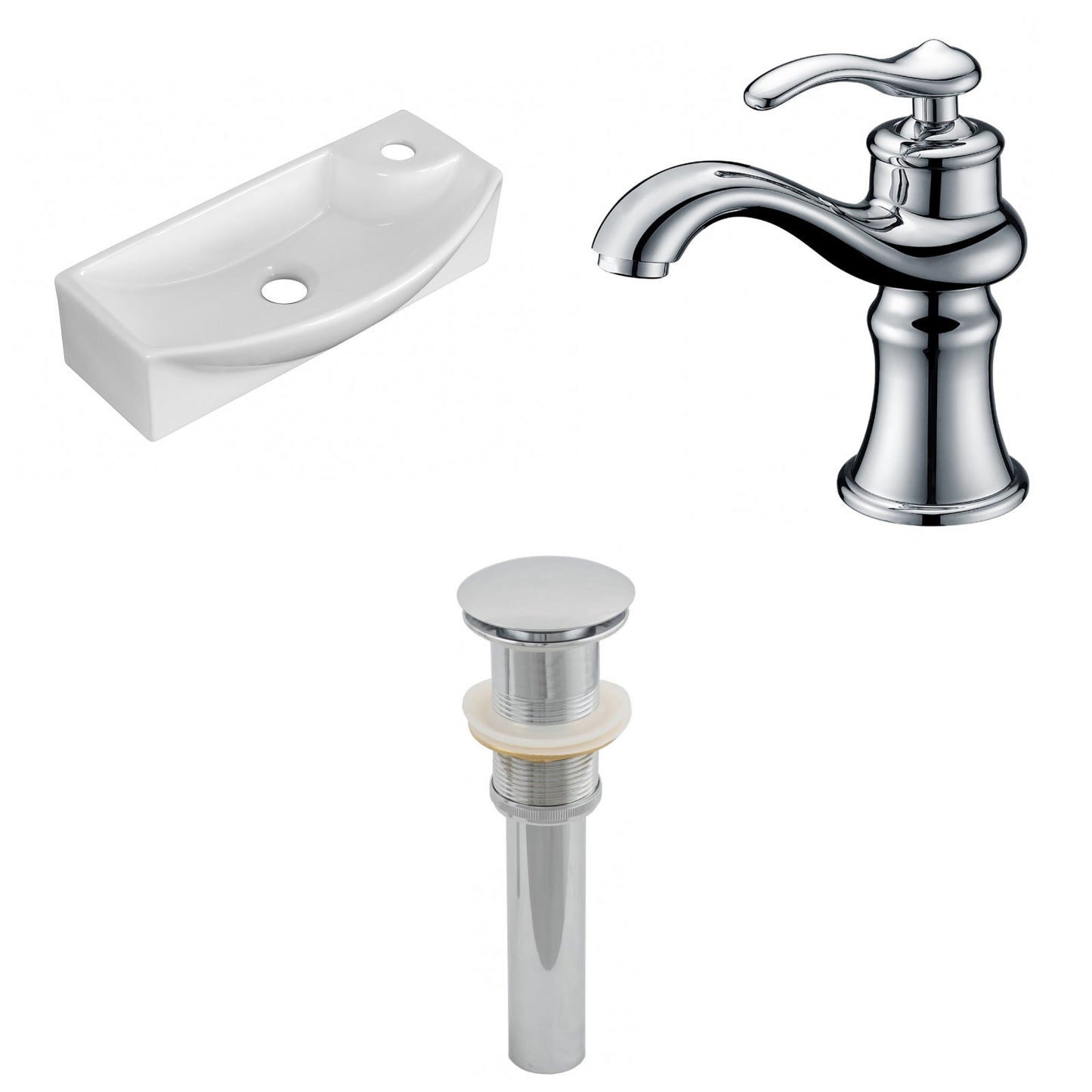 American Imaginations AI-26308 18" White Rectangular Above Counter Transitional Bathroom Vessel Sink Set