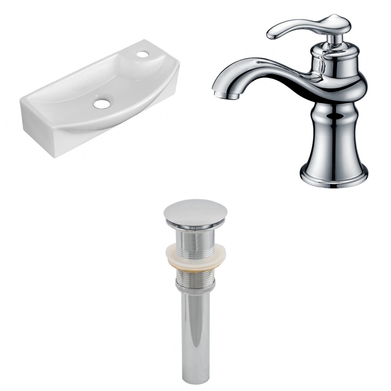 American Imaginations AI-26308 18" White Rectangular Above Counter Transitional Bathroom Vessel Sink Set