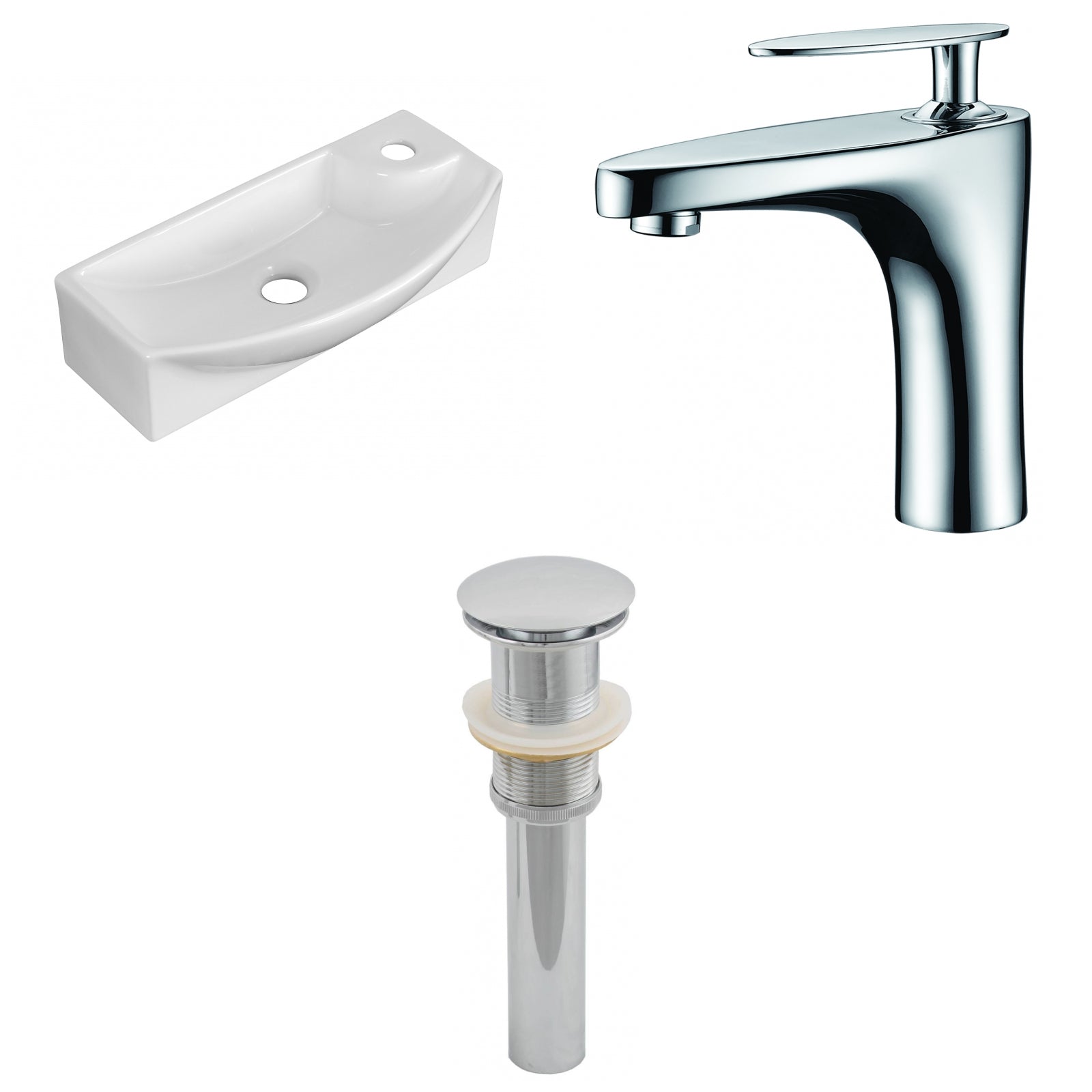 American Imaginations AI-26309 18" White Rectangular Above Counter Transitional Bathroom Vessel Sink Set