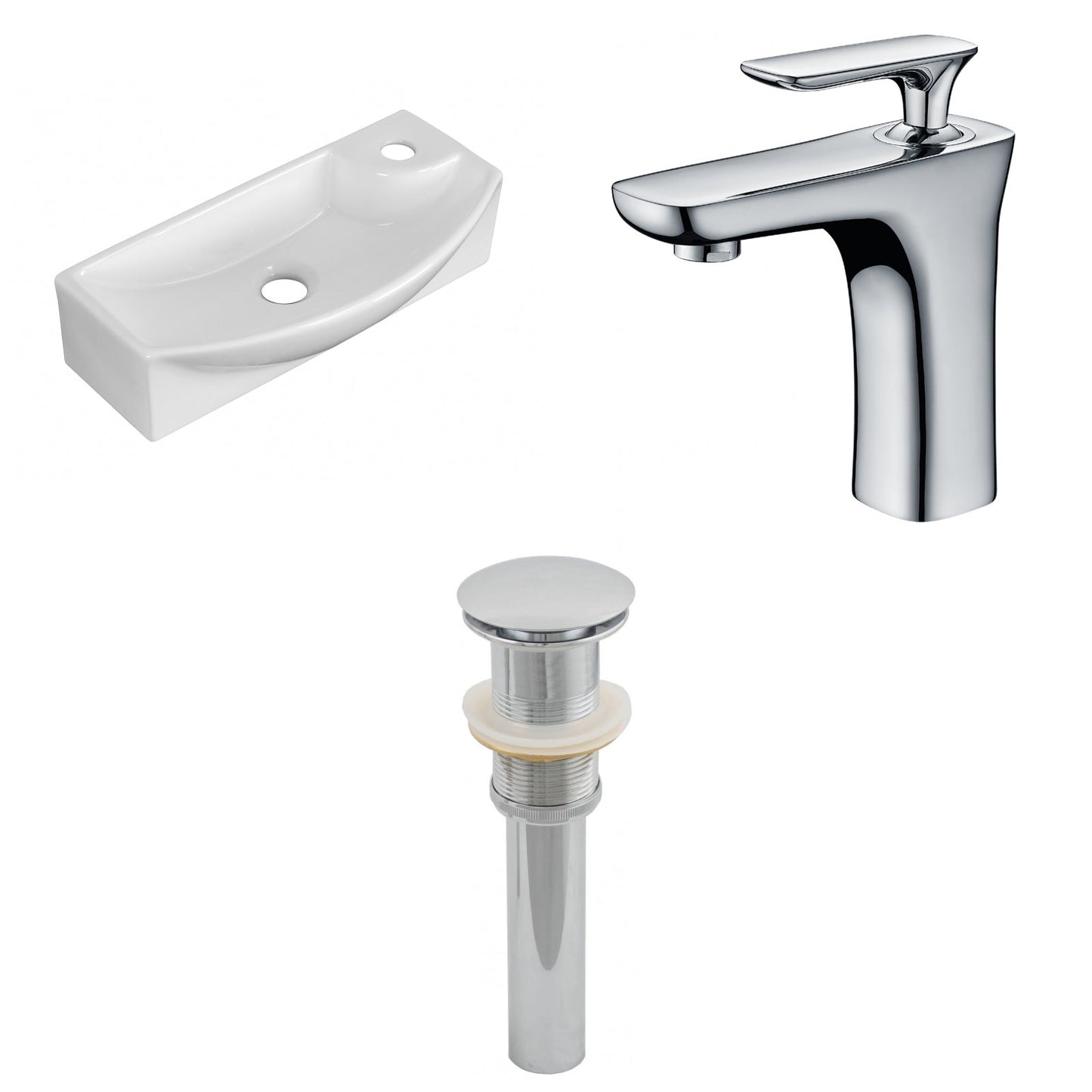American Imaginations AI-26310 18" White Rectangular Above Counter Transitional Bathroom Vessel Sink Set