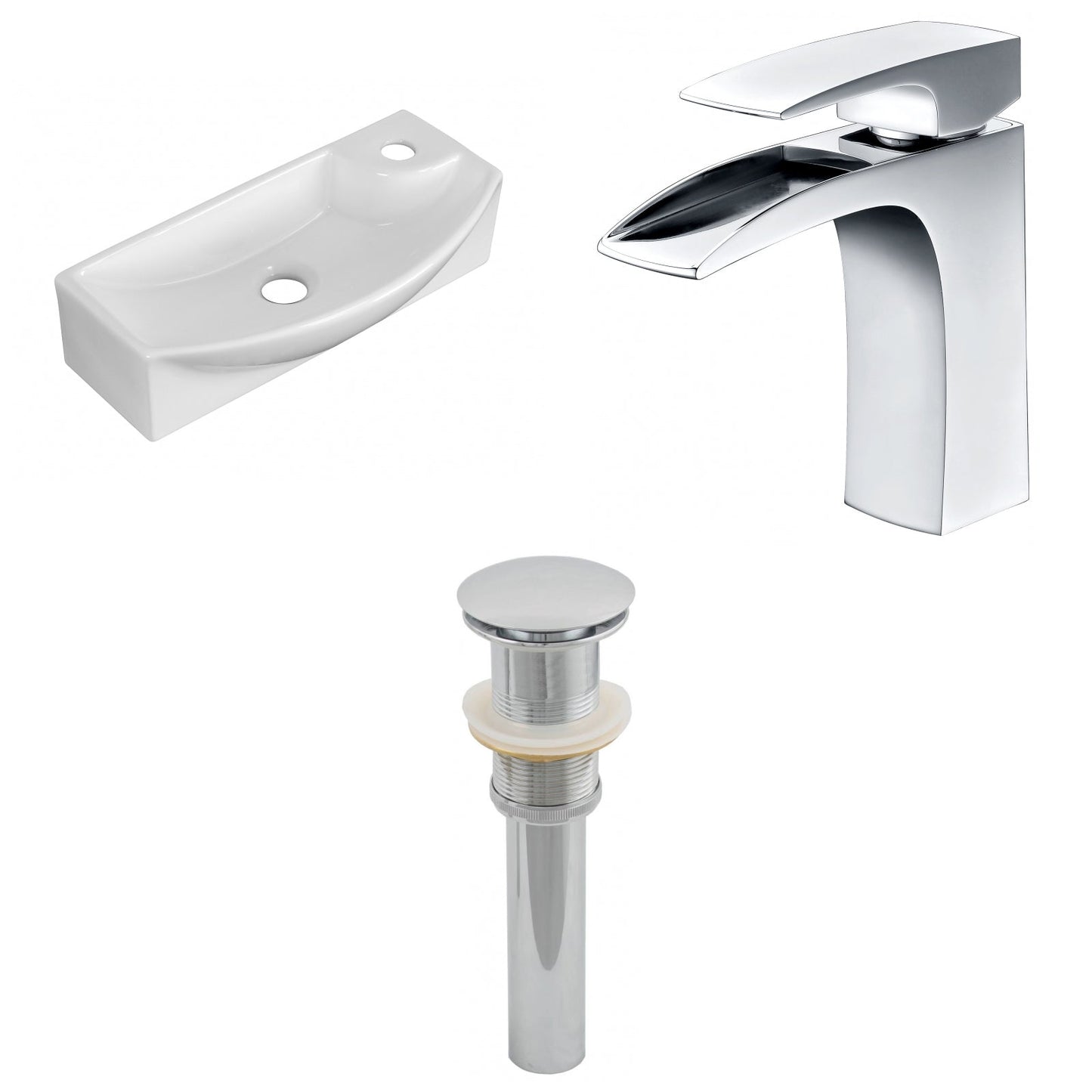 American Imaginations AI-26311 18" White Rectangular Above Counter Transitional Bathroom Vessel Sink Set