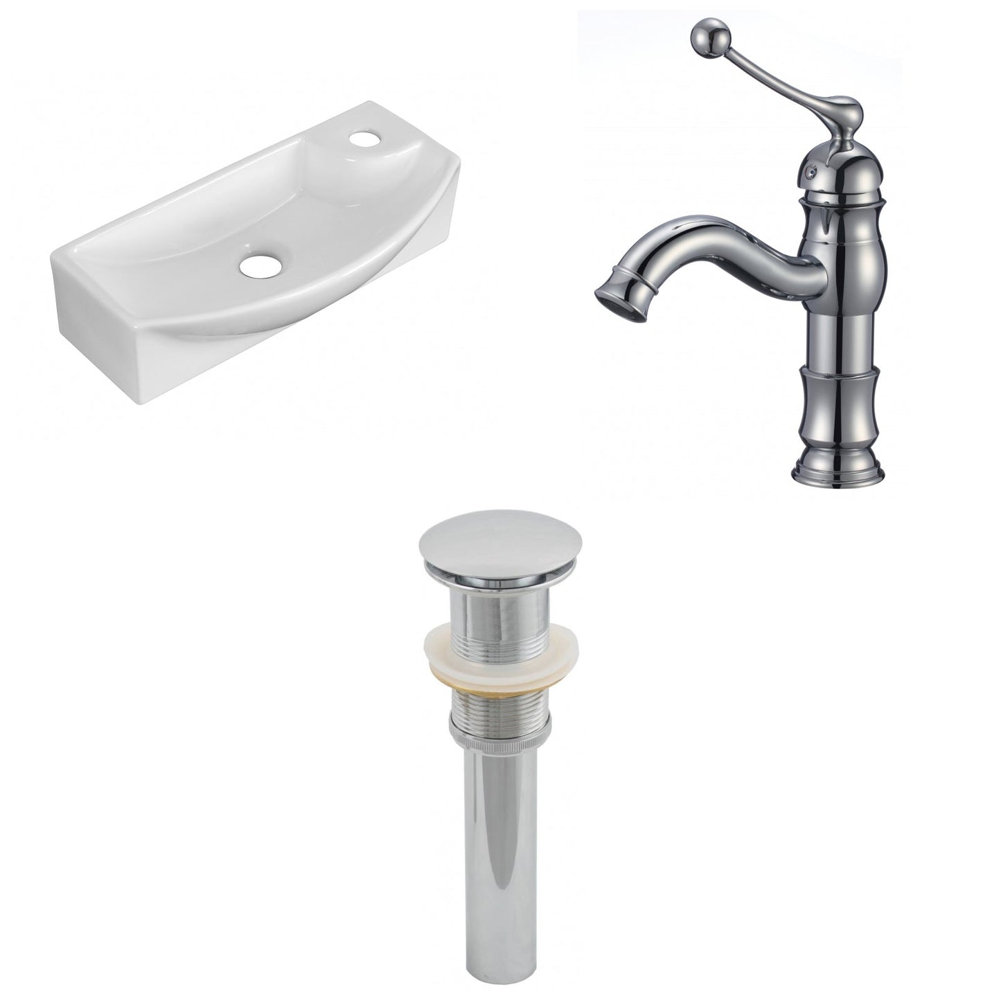 American Imaginations AI-26312 18" White Rectangular Above Counter Transitional Bathroom Vessel Sink Set