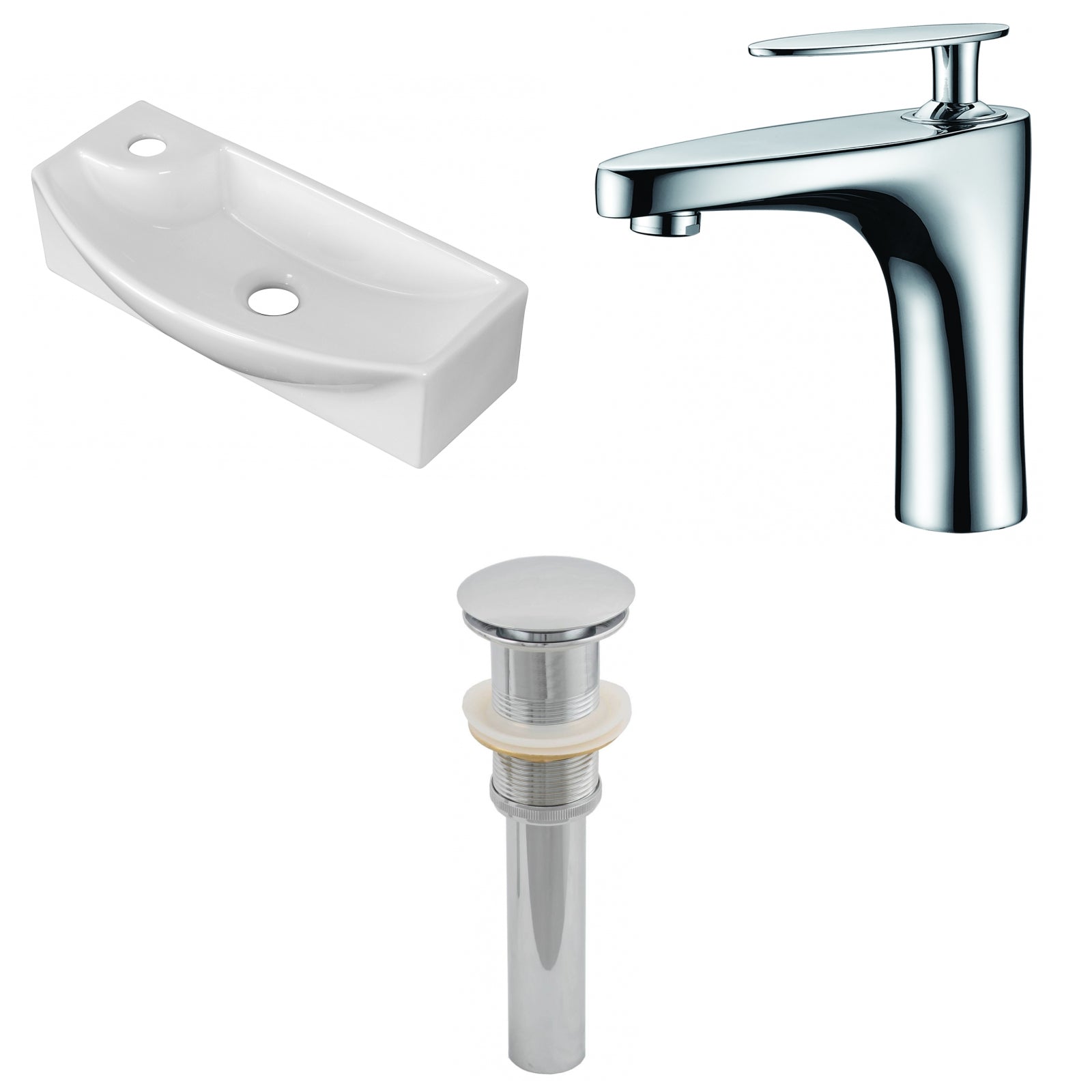 American Imaginations AI-26315 18" White Rectangular Wall Mount Transitional Bathroom Vessel Sink Set