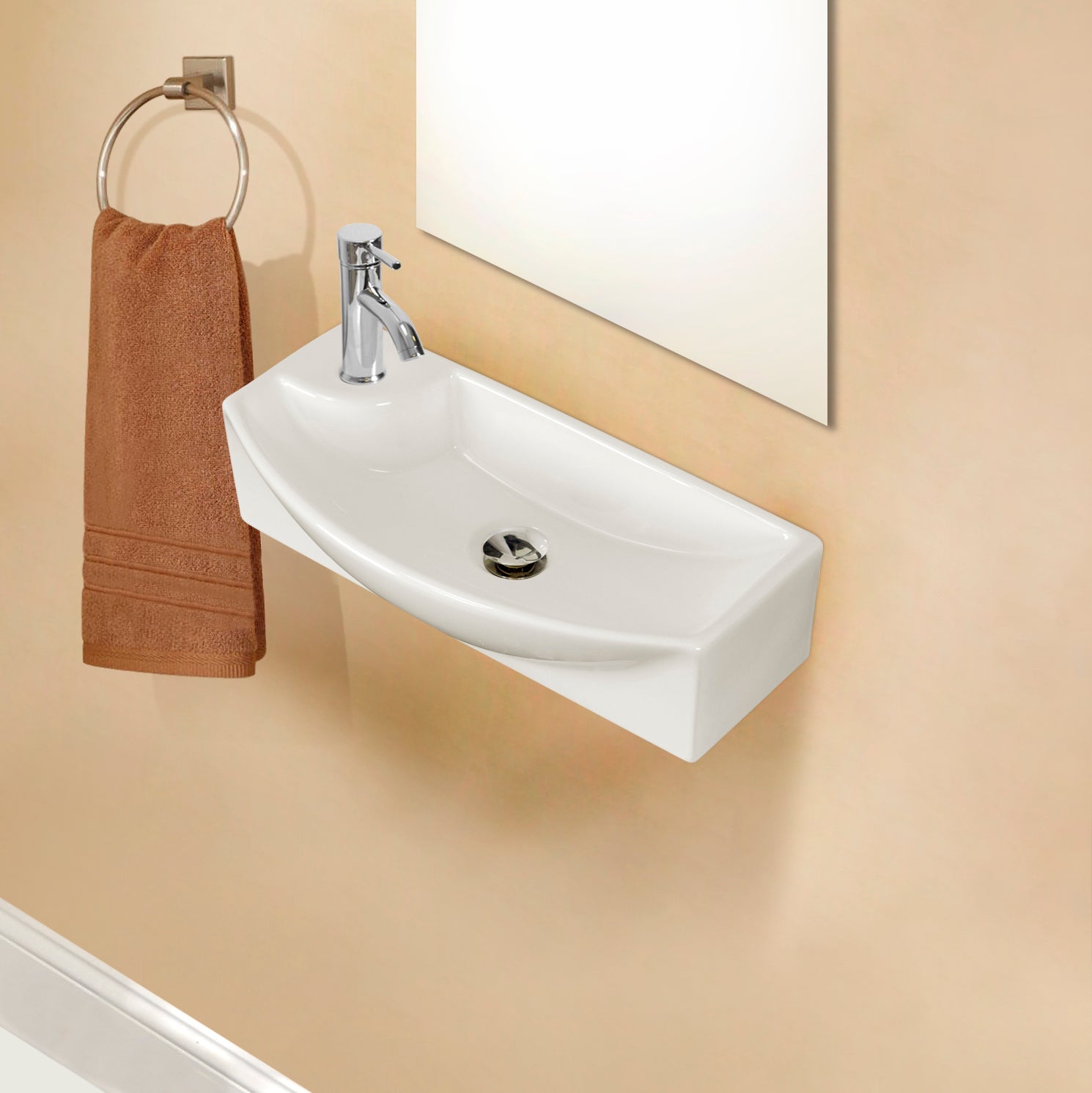 American Imaginations AI-26316 18" White Rectangular Wall Mount Transitional Bathroom Vessel Sink Set
