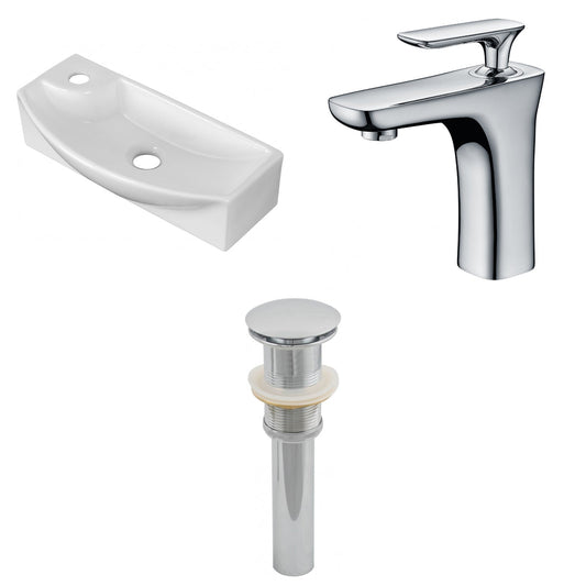 American Imaginations AI-26316 18" White Rectangular Wall Mount Transitional Bathroom Vessel Sink Set