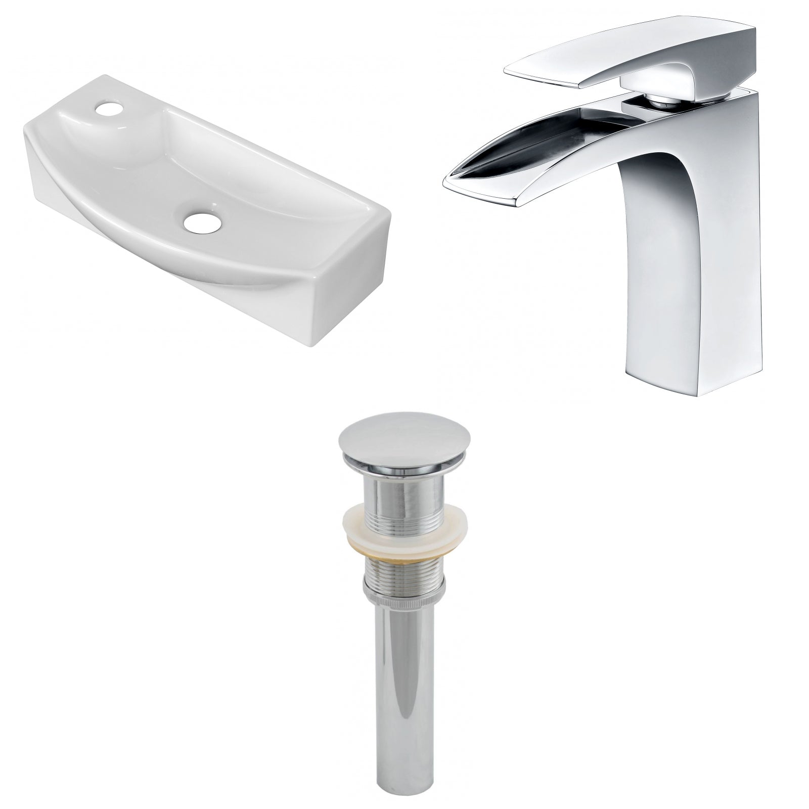 American Imaginations AI-26317 18" White Rectangular Wall Mount Transitional Bathroom Vessel Sink Set