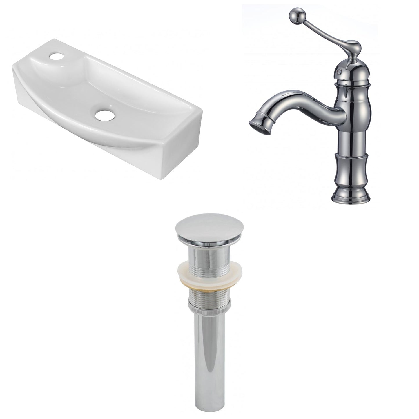 American Imaginations AI-26318 18" White Rectangular Wall Mount Transitional Bathroom Vessel Sink Set