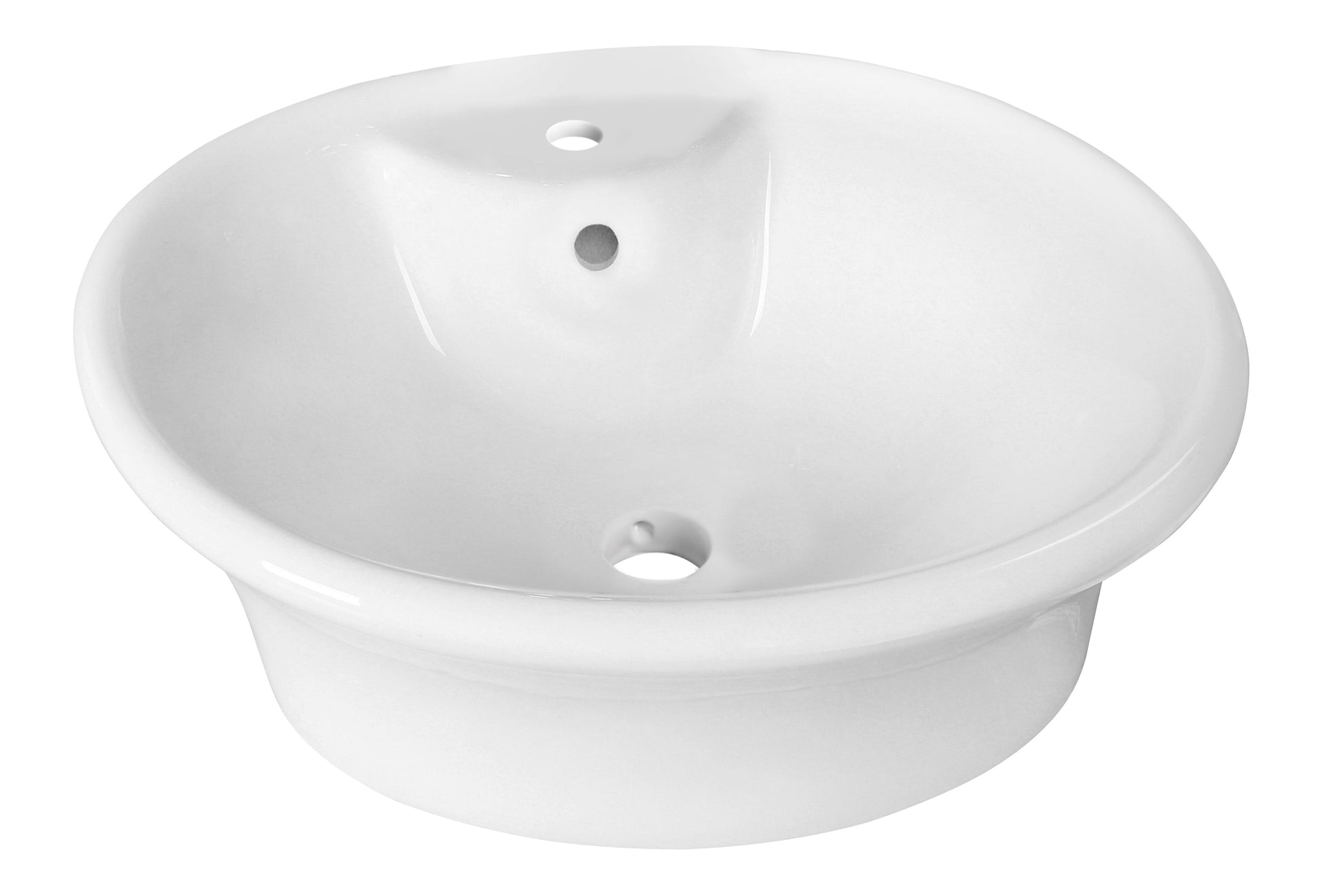 American Imaginations AI-26320 19" White Round Above Counter Transitional Bathroom Vessel Sink Set