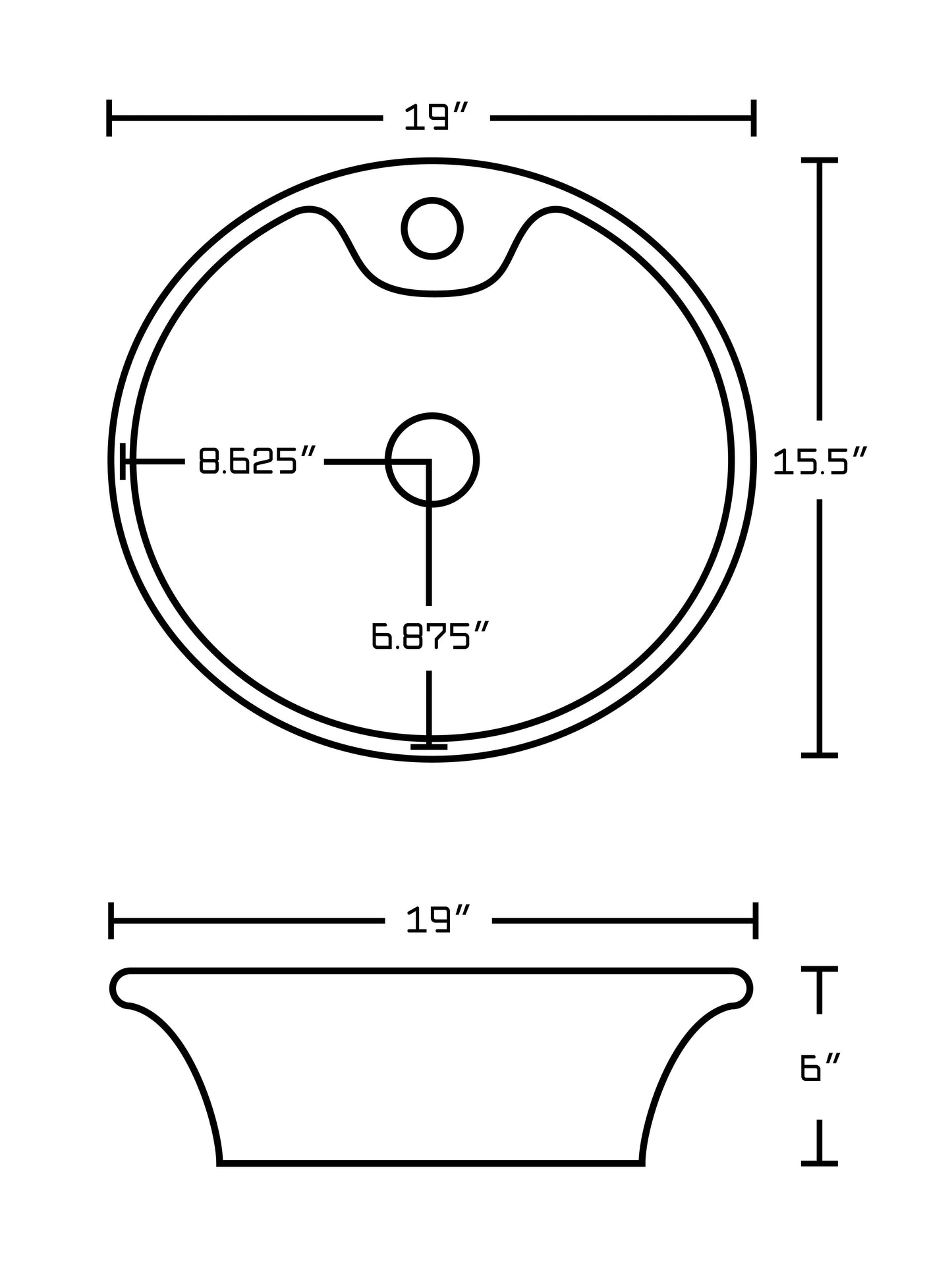 American Imaginations AI-26321 19" White Round Above Counter Transitional Bathroom Vessel Sink Set