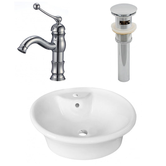 American Imaginations AI-26324 19" White Round Above Counter Transitional Bathroom Vessel Sink Set
