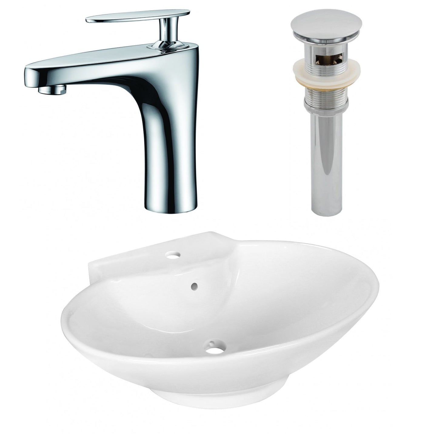 American Imaginations AI-26327 23" White Oval Above Counter Transitional Bathroom Vessel Sink Set