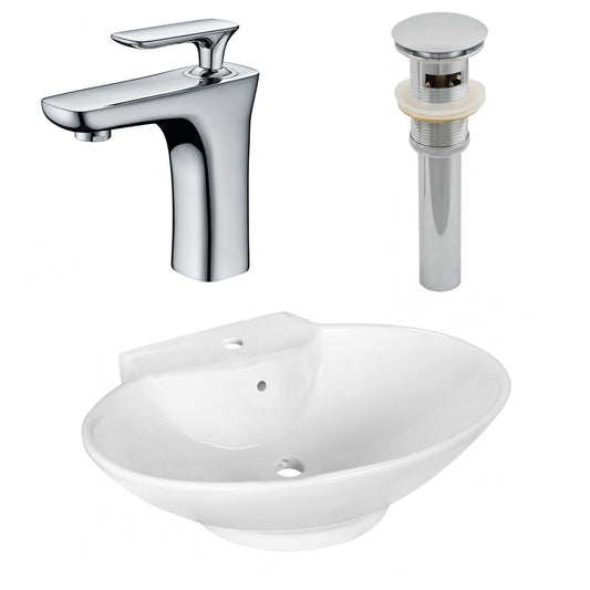 American Imaginations AI-26328 23" White Oval Above Counter Transitional Bathroom Vessel Sink Set
