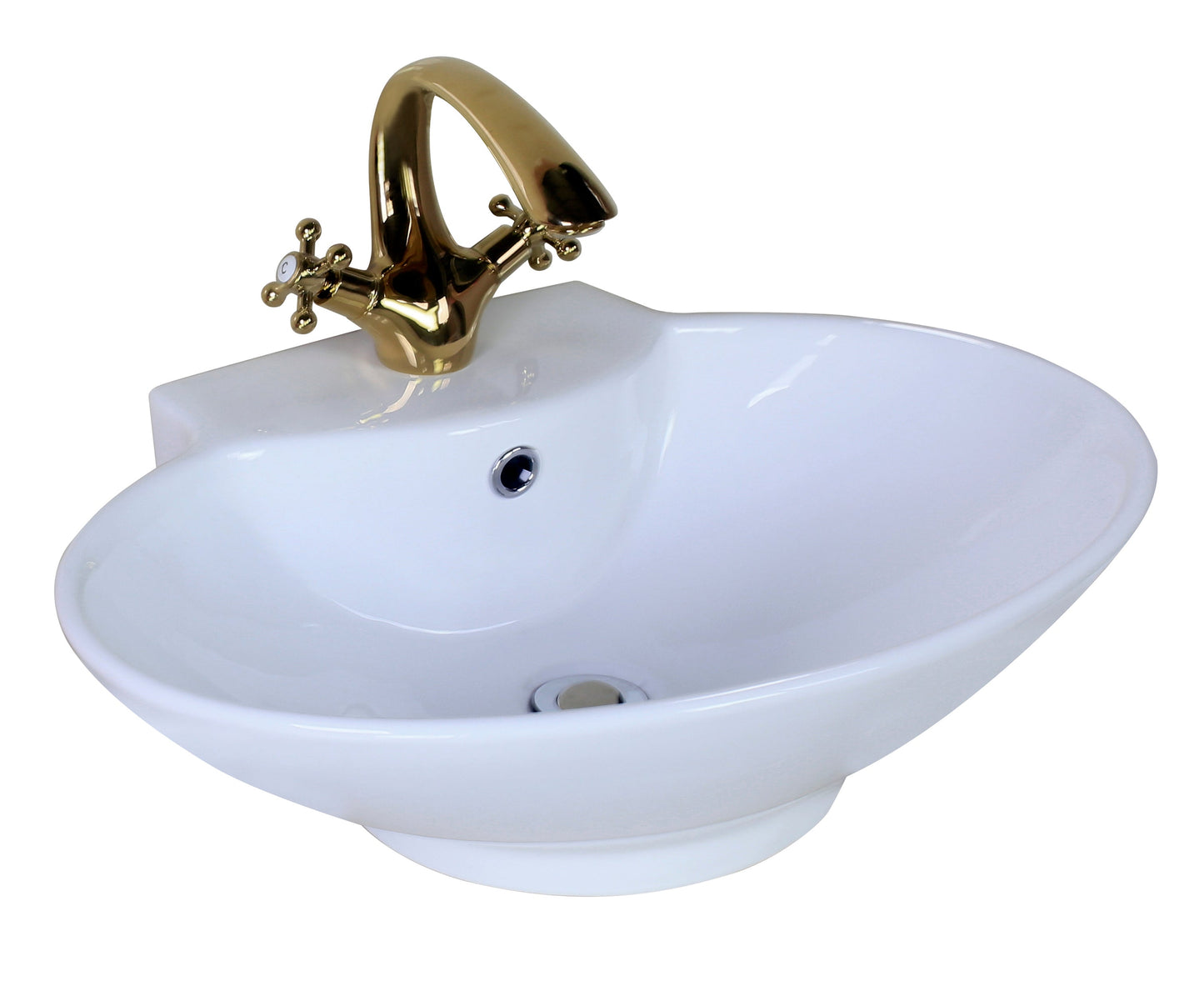 American Imaginations AI-26329 23" White Oval Above Counter Transitional Bathroom Vessel Sink Set