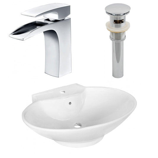 American Imaginations AI-26329 23" White Oval Above Counter Transitional Bathroom Vessel Sink Set