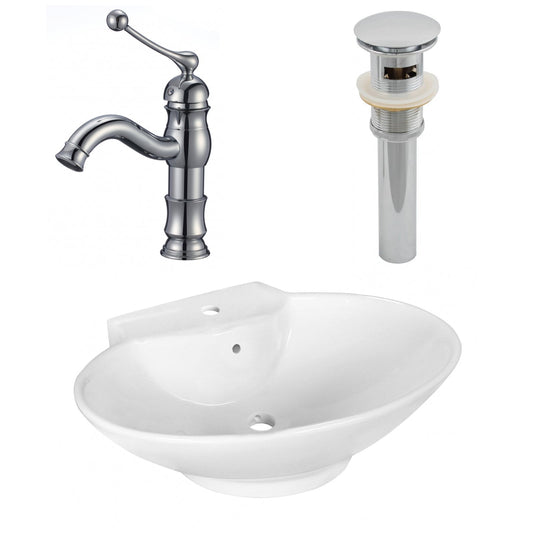 American Imaginations AI-26330 23" White Oval Above Counter Transitional Bathroom Vessel Sink Set