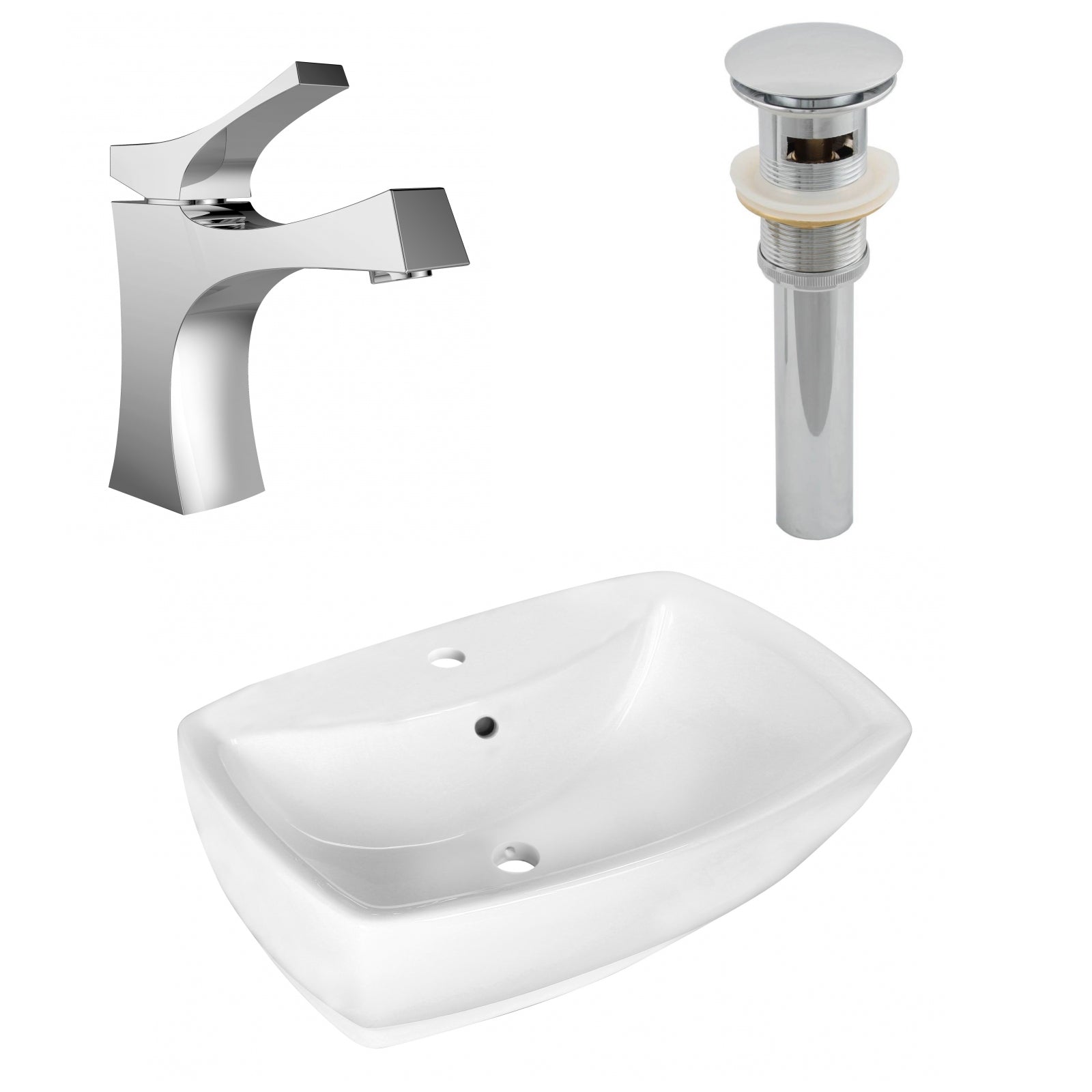 American Imaginations AI-26331 22" White Rectangular Above Counter Transitional Bathroom Vessel Sink Set