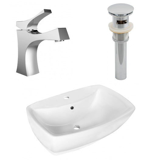 American Imaginations AI-26331 22" White Rectangular Above Counter Transitional Bathroom Vessel Sink Set