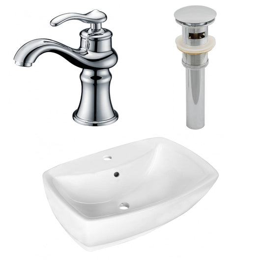 American Imaginations AI-26332 22" White Rectangular Above Counter Transitional Bathroom Vessel Sink Set