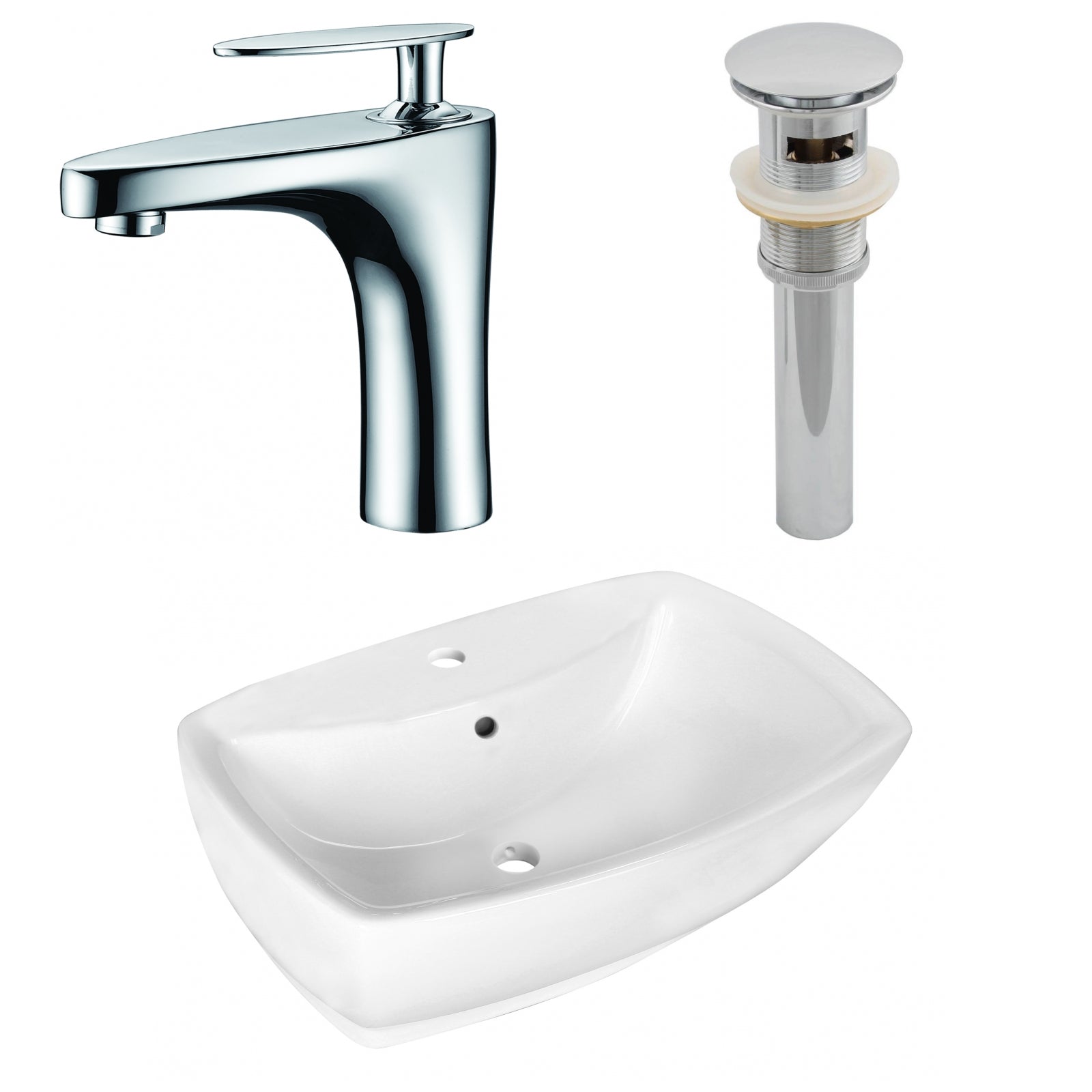 American Imaginations AI-26333 22" White Rectangular Above Counter Transitional Bathroom Vessel Sink Set