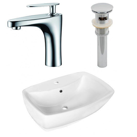 American Imaginations AI-26333 22" White Rectangular Above Counter Transitional Bathroom Vessel Sink Set