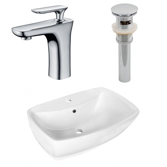 American Imaginations AI-26334 22" White Rectangular Above Counter Transitional Bathroom Vessel Sink Set