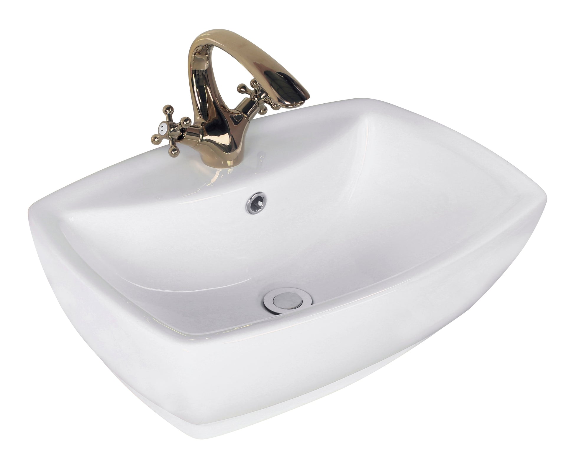 American Imaginations AI-26335 22" White Rectangular Above Counter Transitional Bathroom Vessel Sink Set