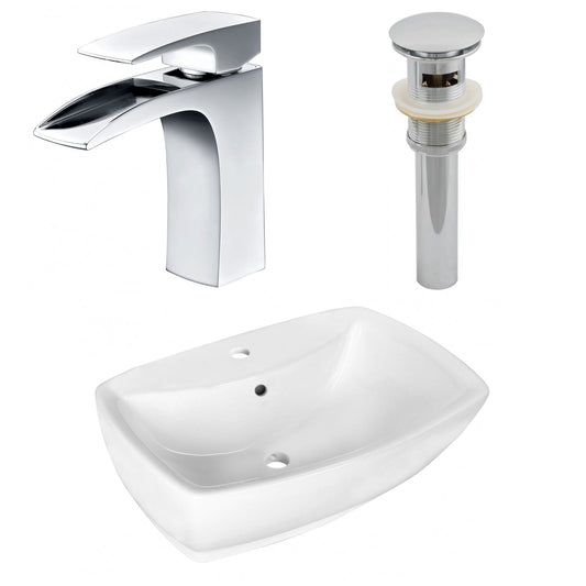 American Imaginations AI-26335 22" White Rectangular Above Counter Transitional Bathroom Vessel Sink Set