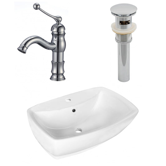 American Imaginations AI-26336 22" White Rectangular Above Counter Transitional Bathroom Vessel Sink Set
