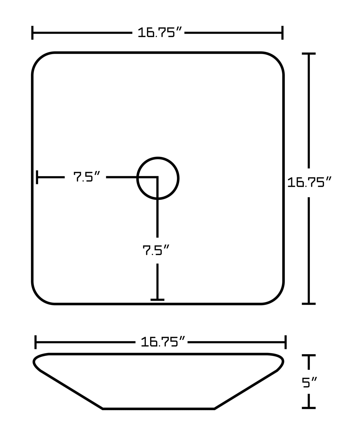 American Imaginations AI-26338 17" White Square Above Counter Modern Bathroom Vessel Sink Set