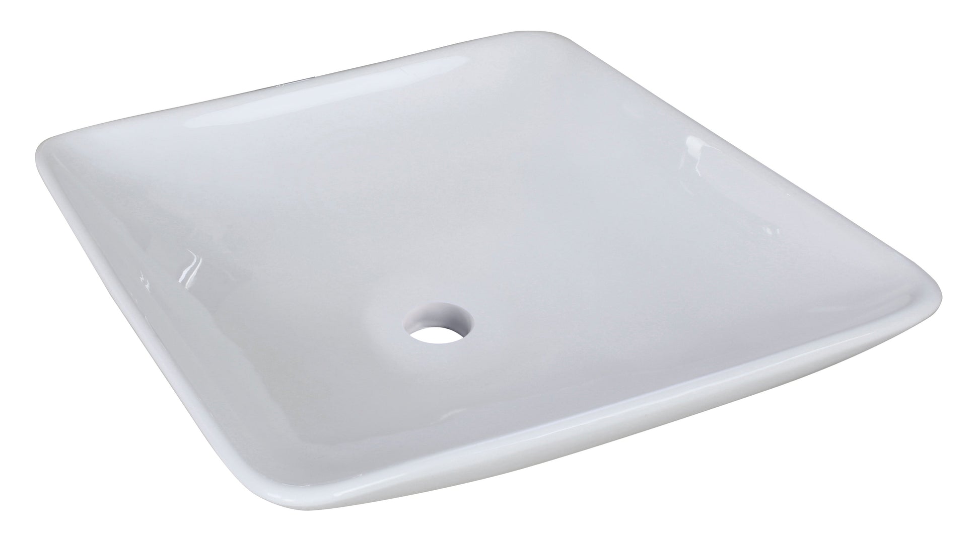 American Imaginations AI-26338 17" White Square Above Counter Modern Bathroom Vessel Sink Set