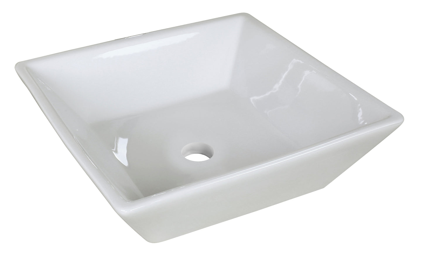 American Imaginations AI-26339 16" White Square Above Counter Modern Bathroom Vessel Sink Set