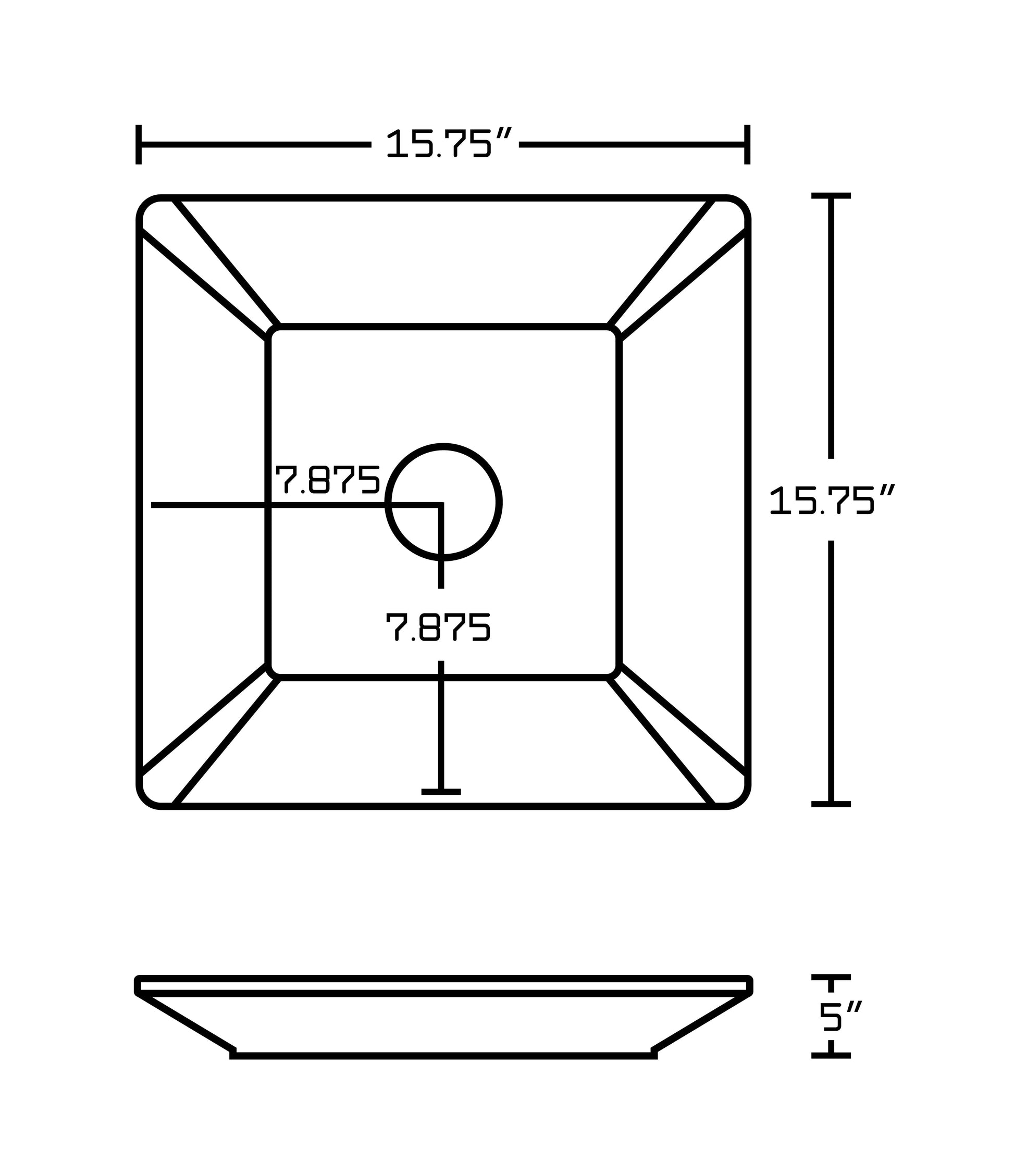American Imaginations AI-26340 16" White Square Above Counter Modern Bathroom Vessel Sink Set
