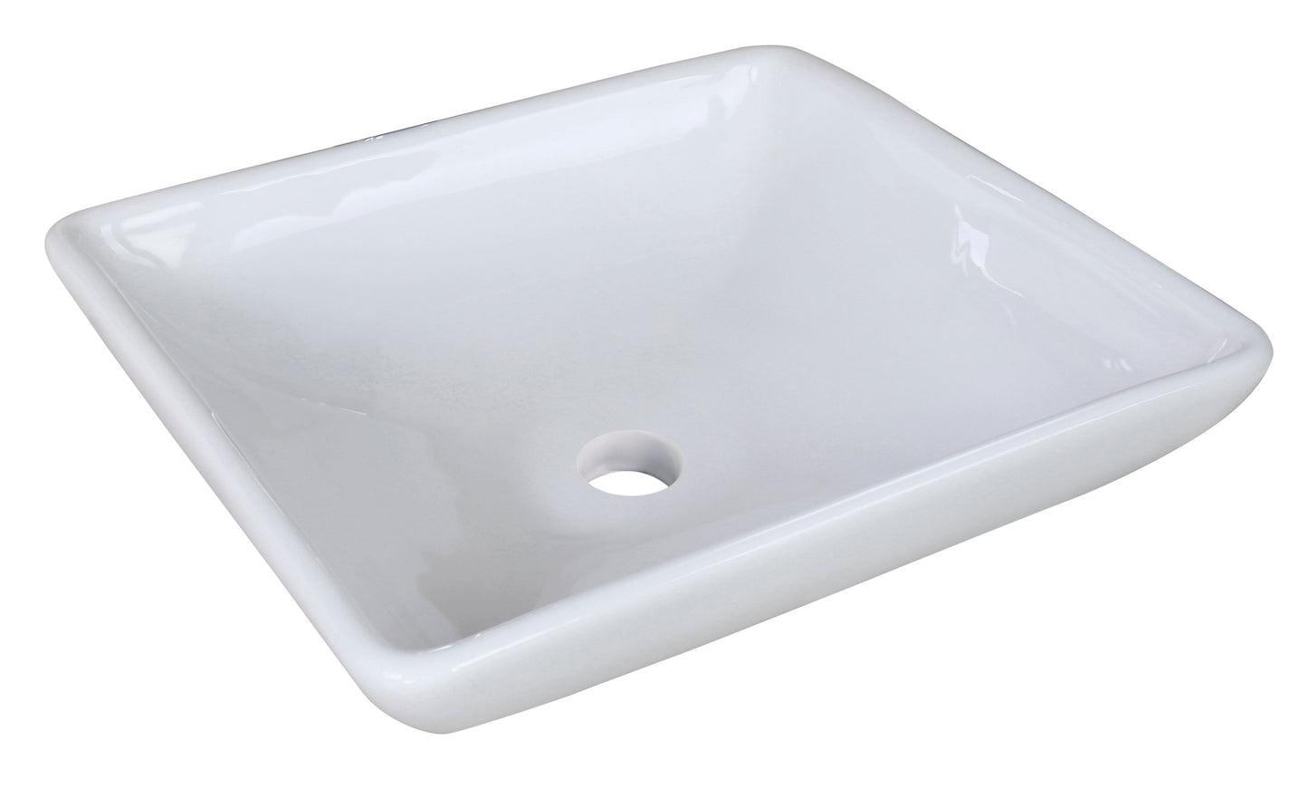 American Imaginations AI-26341 16" White Square Above Counter Modern Bathroom Vessel Sink Set
