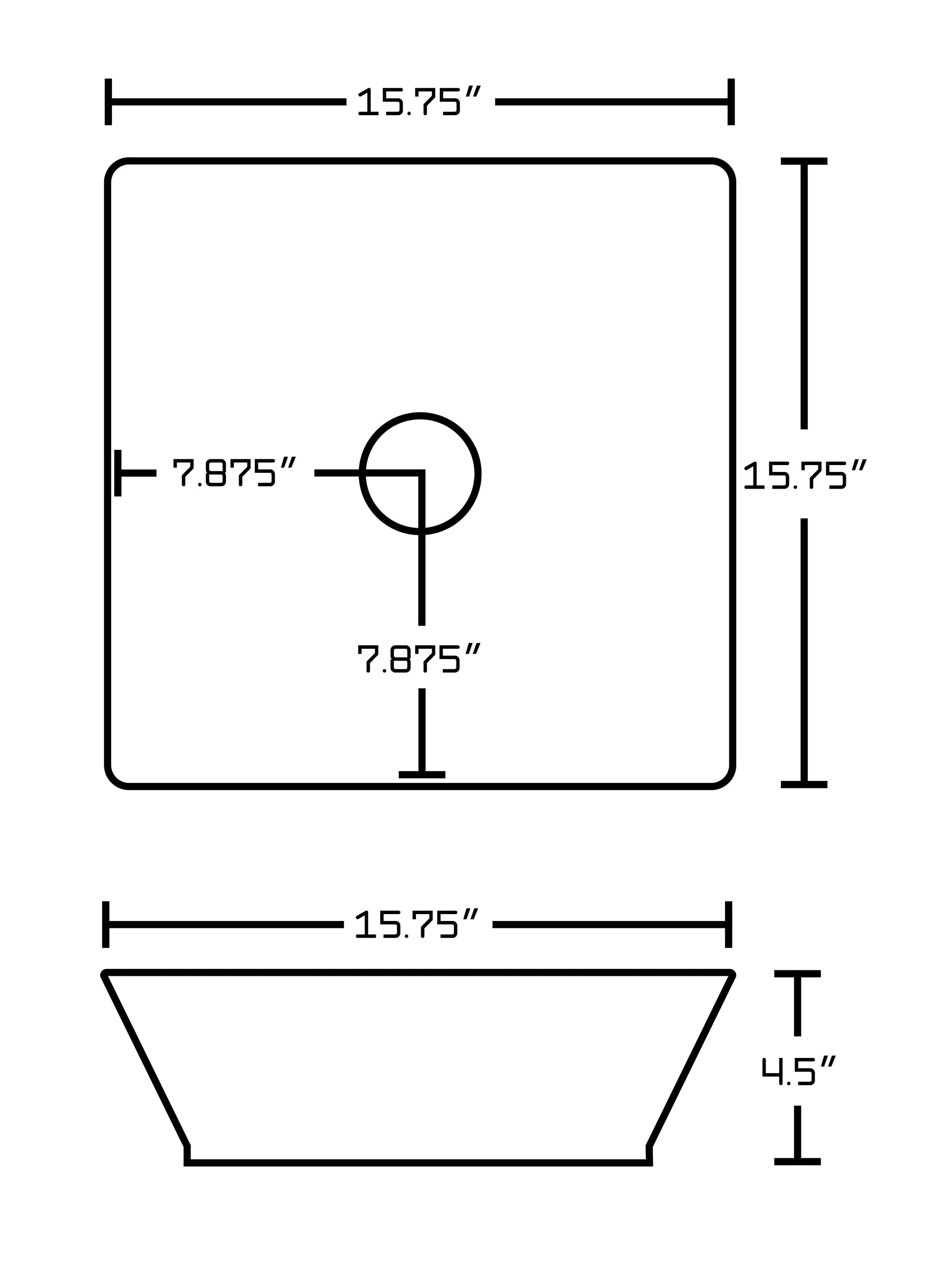 American Imaginations AI-26342 16" White Square Above Counter Modern Bathroom Vessel Sink Set