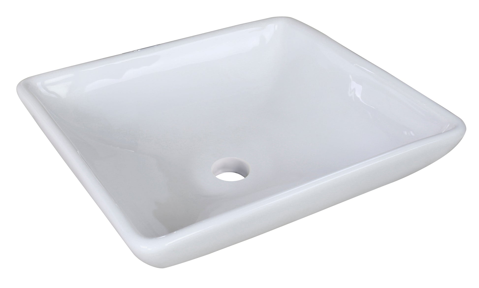American Imaginations AI-26342 16" White Square Above Counter Modern Bathroom Vessel Sink Set