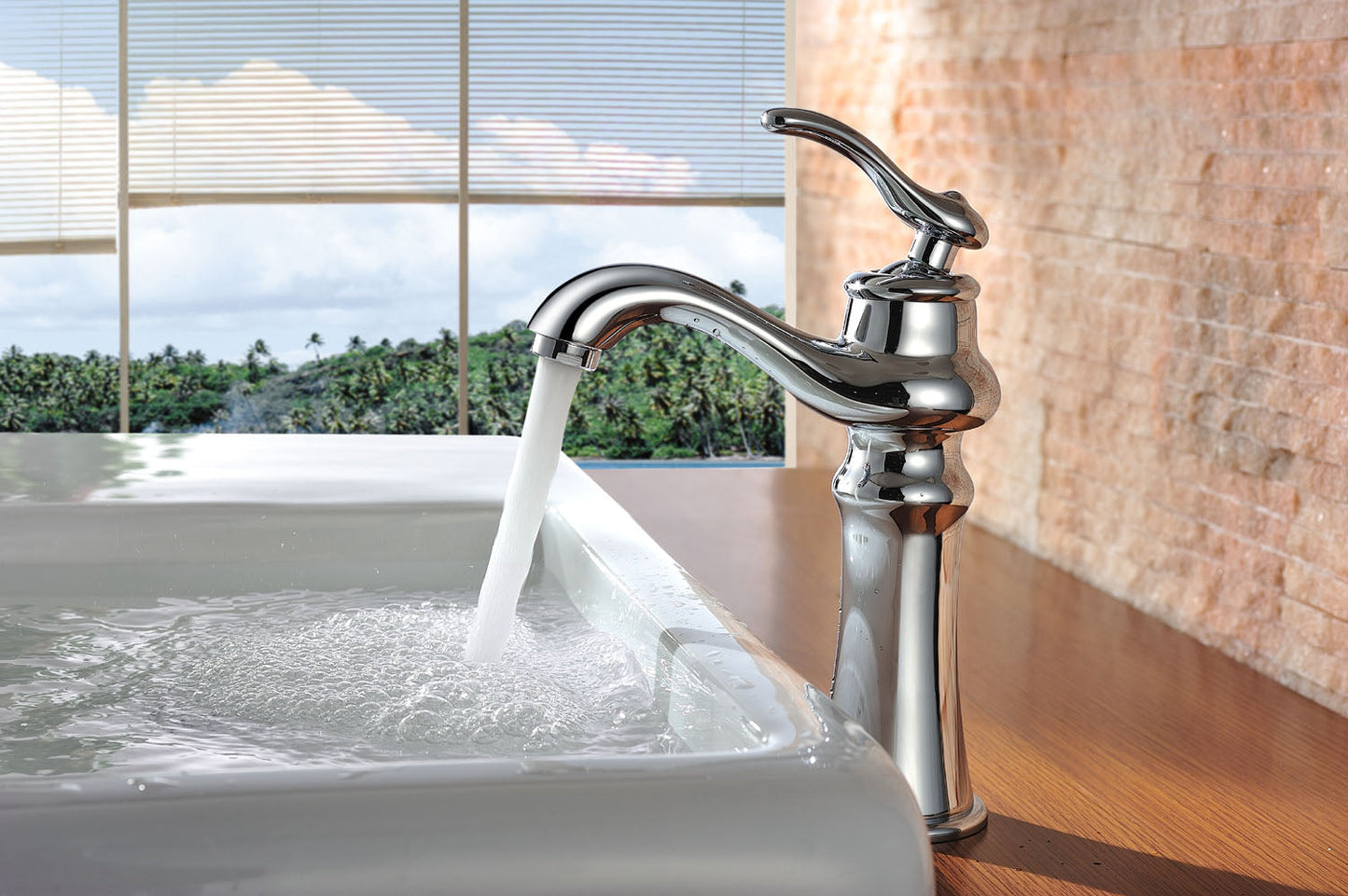American Imaginations AI-26343 22" White Rectangular Above Counter Modern Bathroom Vessel Sink Set