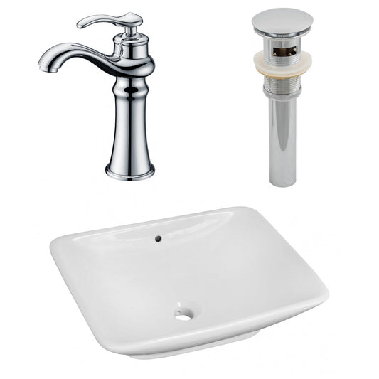 American Imaginations AI-26343 22" White Rectangular Above Counter Modern Bathroom Vessel Sink Set