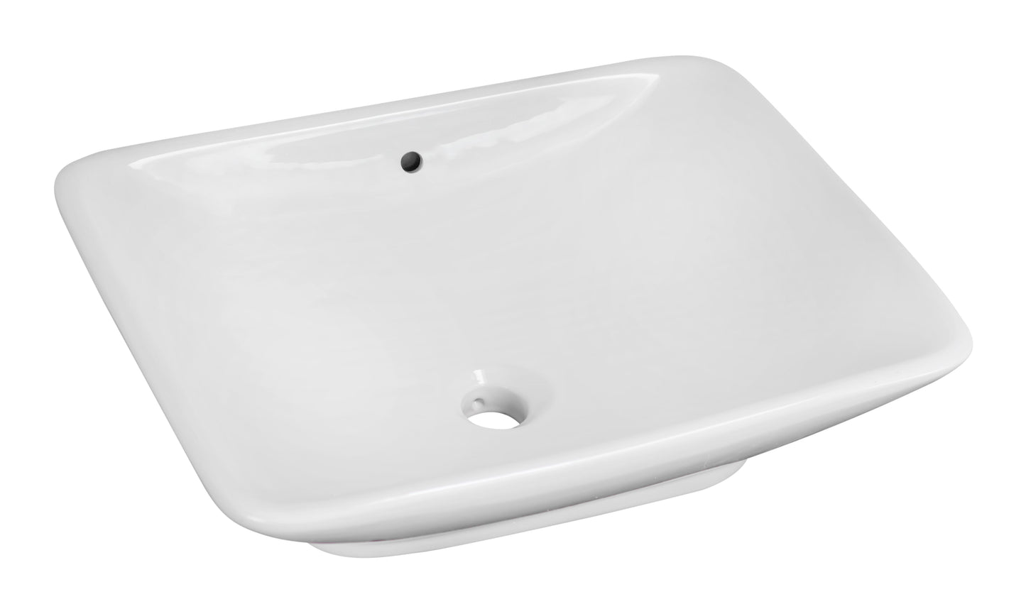 American Imaginations AI-26344 22" White Rectangular Above Counter Modern Bathroom Vessel Sink Set