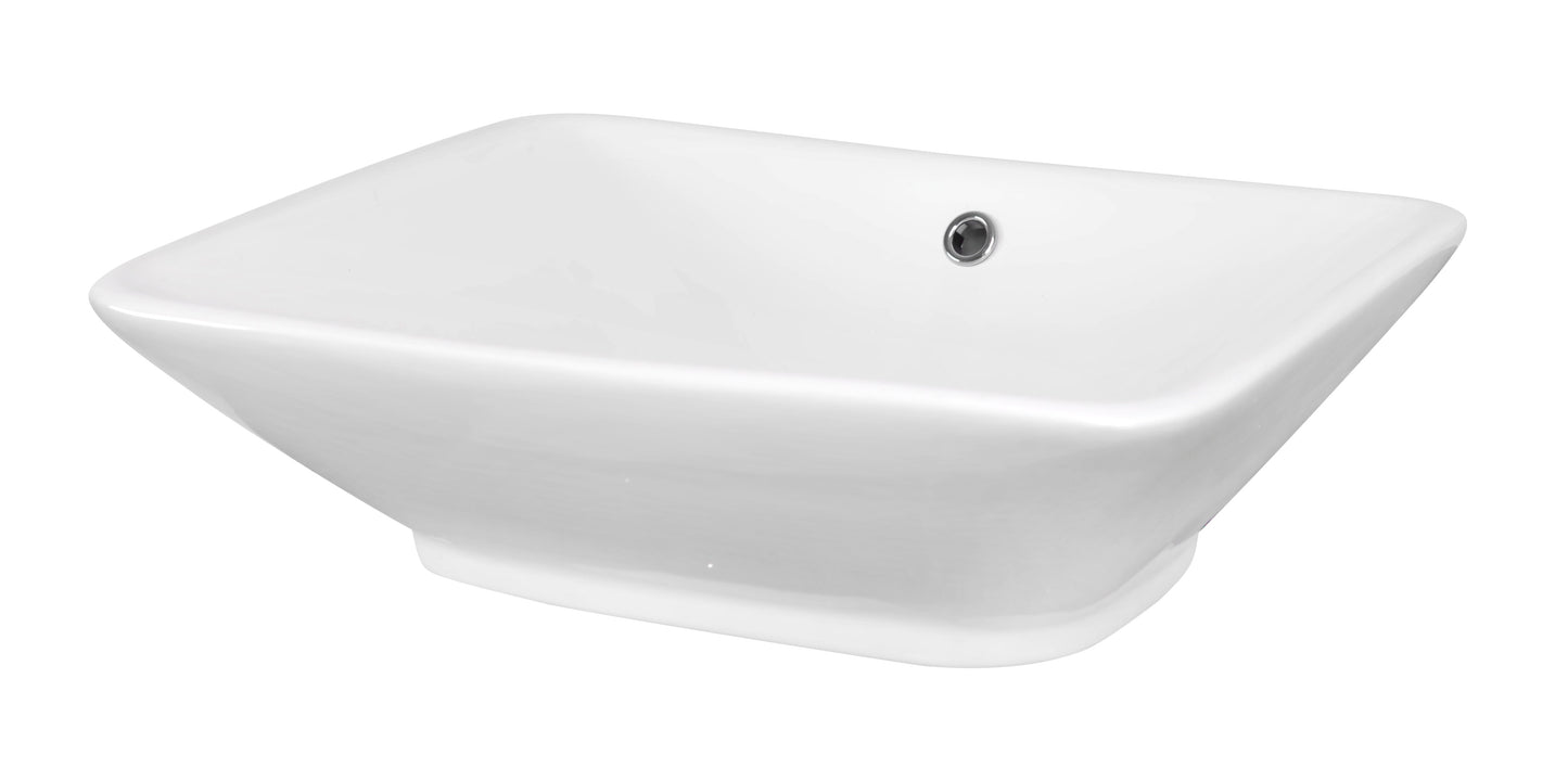 American Imaginations AI-26344 22" White Rectangular Above Counter Modern Bathroom Vessel Sink Set
