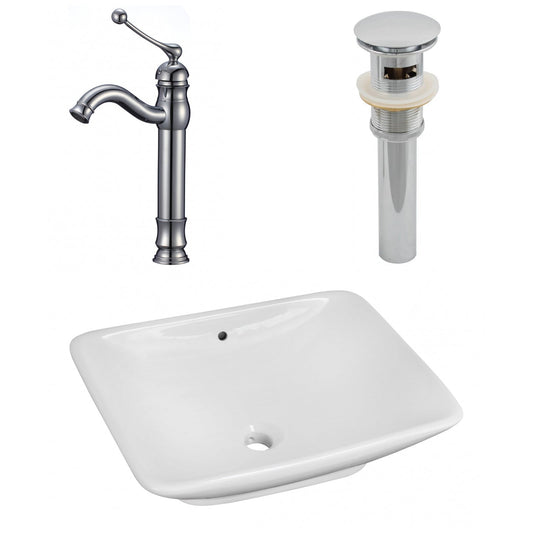 American Imaginations AI-26344 22" White Rectangular Above Counter Modern Bathroom Vessel Sink Set