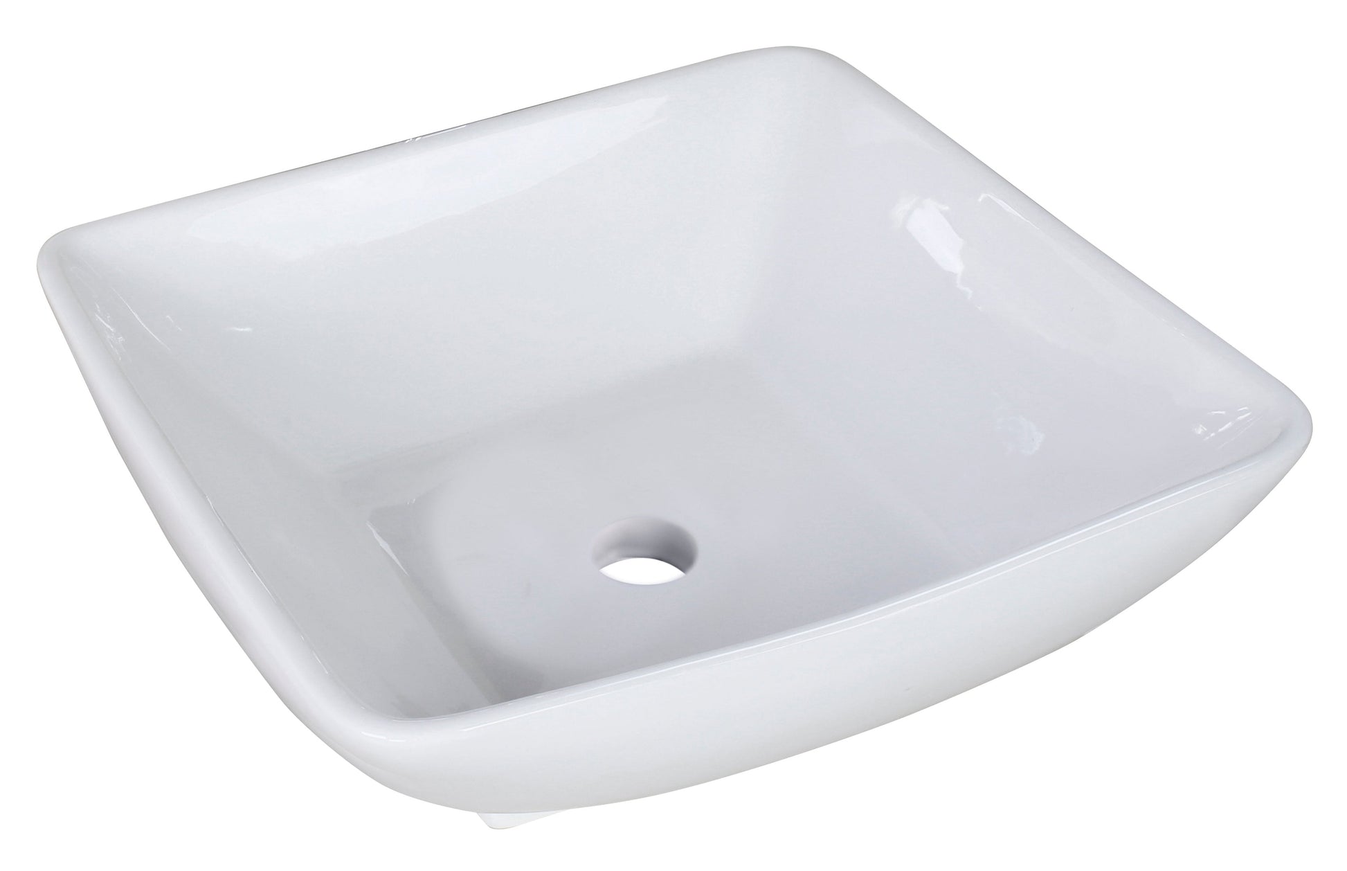 American Imaginations AI-26345 17" White Square Above Counter Modern Bathroom Vessel Sink Set